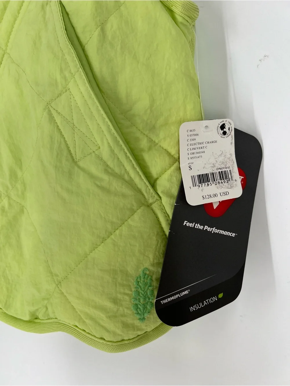 Free People Movement Quinn Lime Green Quilted Windbreaker Athletic Vest S NWT